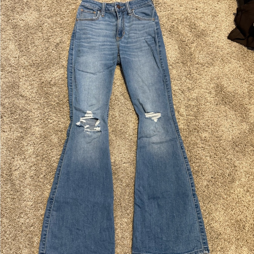 Hollister 000 Short Women's Blue Flared Jeans